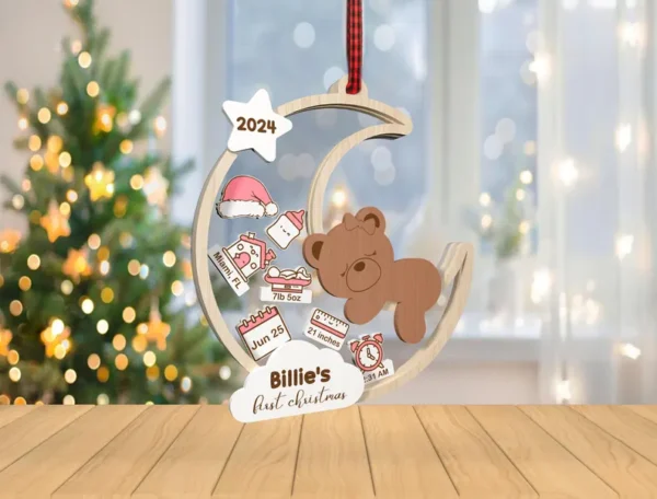 Primer Adorno Navideno Personalizado Del Bebe Creativo Digital